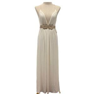 Miss me cream vneck strappy long maxi dress